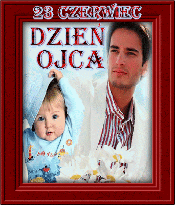 Bordowa kartka z dzieckiem i tatą 23 czerwca